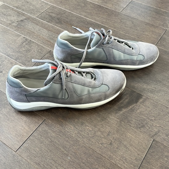 Prada America's Cup Sneakers Men's US 12 Gray Suede Nylon Low Tops 4E2043 - Picture 2 of 5